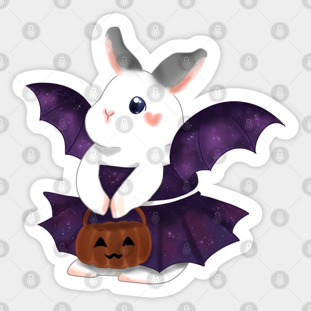 White Rabbit as Galaxy Bat Custome _ Bunniesmee Halloween Edition Sticker by GambarGrace